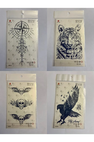 Viking Kartal 3 Hafta Kalıcı 4 Adet Birden Yapıştırma Geçici Dövme Yarı Kalıcı Dövmeler ürün görseli 1