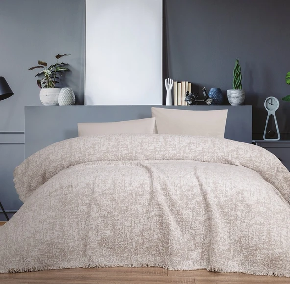 CYL ÇİFT KİŞİLİK ŞÖNİL BATTANİYE BEJ - Resim 3