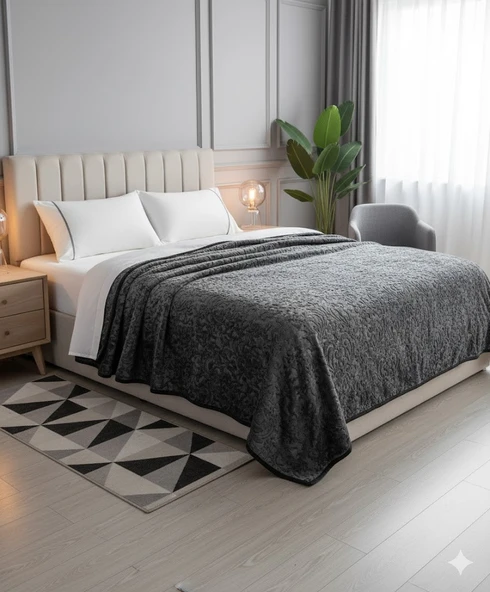 APRİCİTAS BATTANİYE ÇİFT KİŞİLİK EMBOSS ANTRASİT ürün görseli