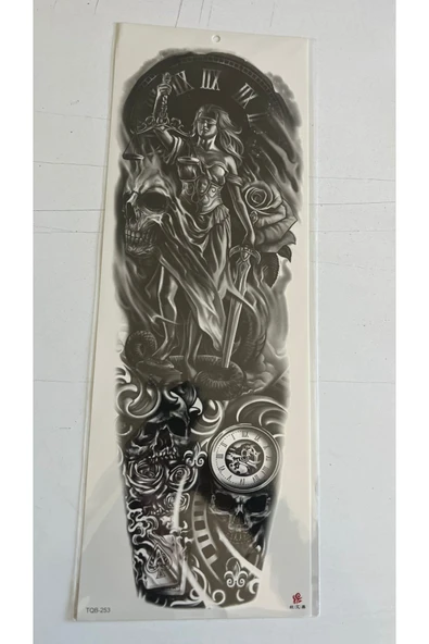 1 Hafta kalıcı 4 Adet Birden Tam Kol Bacak Kaplama 46 cm Geçici Dövme Seti - Resim 3