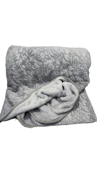 ELEGANT BATTANİYE EMBOSS ÇİFT KİŞİLİK GRİ - Resim 2