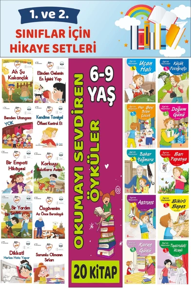 1.ve 2.Sınıflar İçin Okuma Alışkanlığı Kazandıran Mükemmel 20 li Büyük Boy Hikaye Seti 6 ürün görseli 1