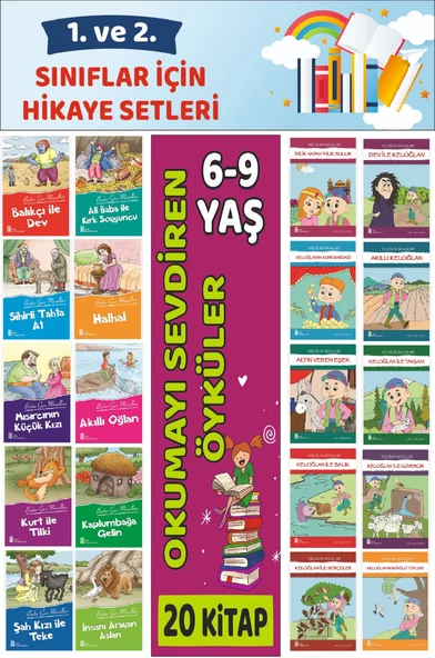 1.ve 2.Sınıflar İçin Okuma Alışkanlığı Kazandıran Mükemmel 20 li  Hikaye Seti 7 ürün görseli 1