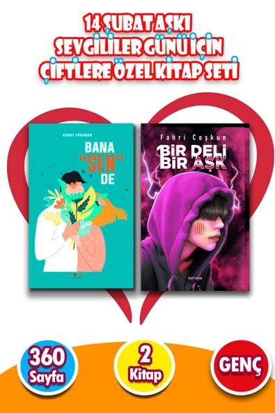 14 Şubat Aşkı Sevgililer Günü İçin Çiftlere Özel Hediye 2 Kitap - Bana Sen De - Bir Deli Bir Aşk