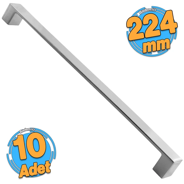 10 Adet Bihter Düz Mobilya Mutfak Dolabı Çekmece Dolap Kapak Kulpu Kulpları Kulbu Krom 224 Mm Metal
