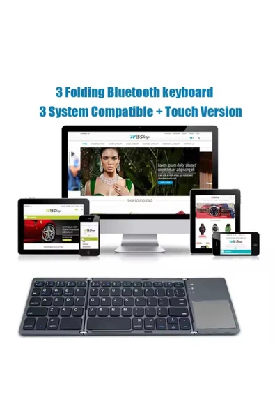 ASFAL Touchpadli Katlanabilir Bluetooth Klavye Telefon Tablet ve Pc Uyumlu Taşınabilir Klavye - 2