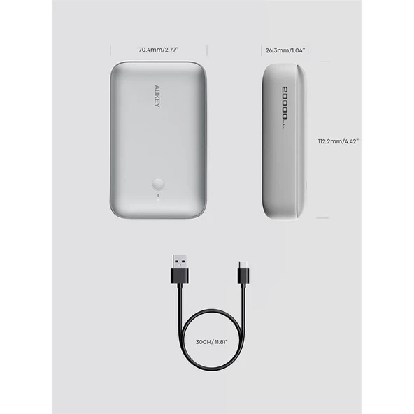 AUKEY PB-Y57-WH 22.5W 20000 MAH PD QC3.0 TYPE-C USB-A POWERBANK - 2
