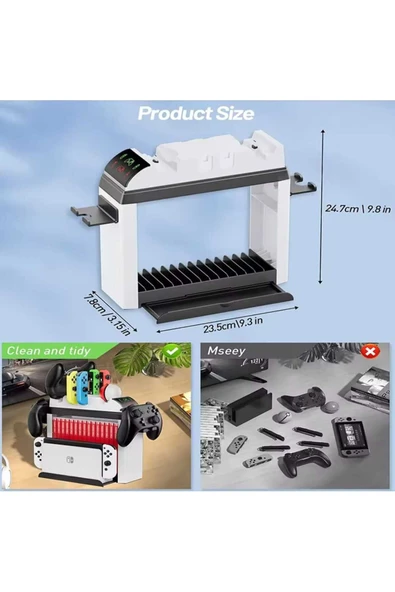ASFAL Nintendo Switch Aksesuar Düzenleme Standı Nintendo Switch Oled Şarj Standı Kaset, Oyun Düzenleyici - 6