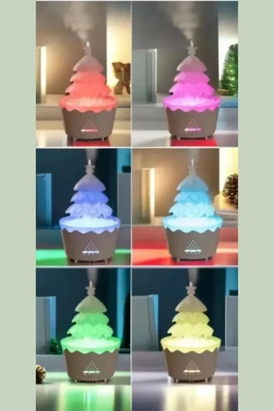 ASFAL Aroma Difüzör Hava Nemlendirici Kumandalı Gece Lambası Renkli Çam Ağacı Görünümlü 250ML Difüzör - 3
