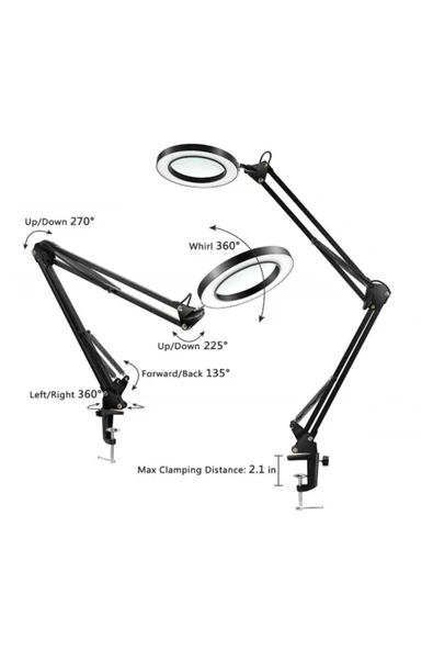 ASFAL 74cm Metal Masaüstü Selfie Işığı 3 Renkli Okuma ve Çalışma Lambası Akrobat 16 cm Ring Light