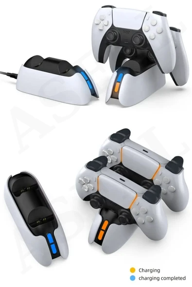 ASFAL PS5 Şarj İstasyonu Dock Kol Hızlı Şarj Aparatı TYPE-C Renkli