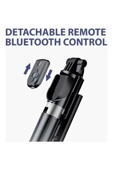 ASFAL Gopro Uyumlu, Bluetooth Kumandalı, 170 Cm Selfie Çubuğu Ve Tripod Telefon Tutacağı - Resim 4