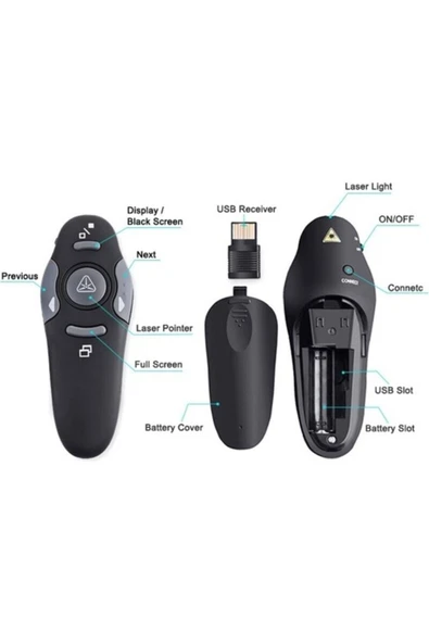 ASFAL Kablosuz Projeksiyon Sunum Kumandası. Sunum Kalemi, Lazerli Slayt Kumandası, 15 Metre Çekim Gücü