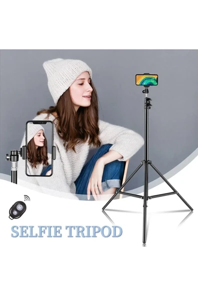 ASFAL Bluetooth Kumandalı 210 Cm Tripod Telefon Tutuculu Selfie Çubuğu Telefon, Kamera Ve Lamba Tripodu - 4