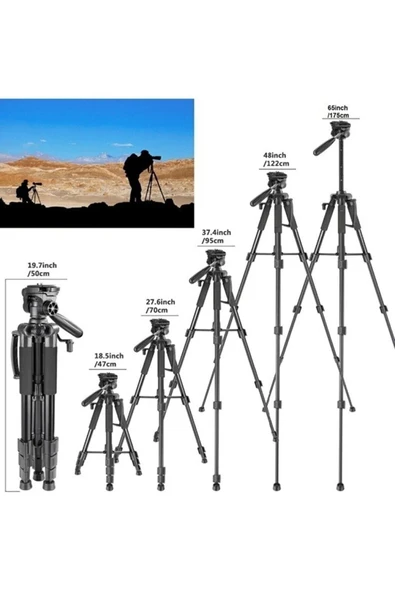 ASFAL Profesyonel Bluetooth Kumandalı 175 Cm Sabitleyici Tripod Telefon Tutucu Ve Çantalı Tripod - Resim 4