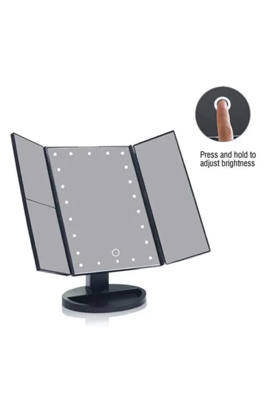 ASFAL Büyüteçli 22 Led Işıklı Katlanabilir Açısı Ayarlanabilir Masaüstü Pilli Dokunmatik Makyaj Aynası - 6