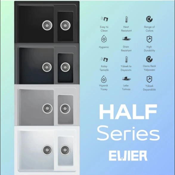 Granit Evye HALF Series Grey (GRİ) (59x49) - Resim 3