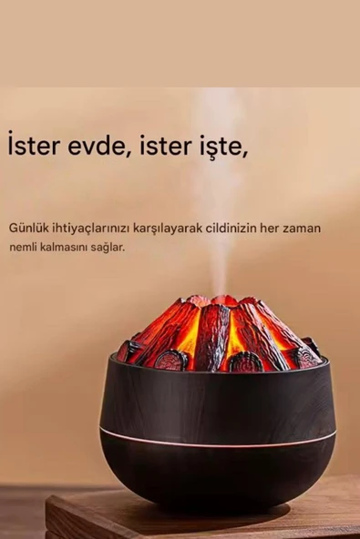 ASFAL Ultrasonik 300ML Hava Nemlendirici Buhar Makinesi Aroma Difüzör Şömine Görünümlü - 3