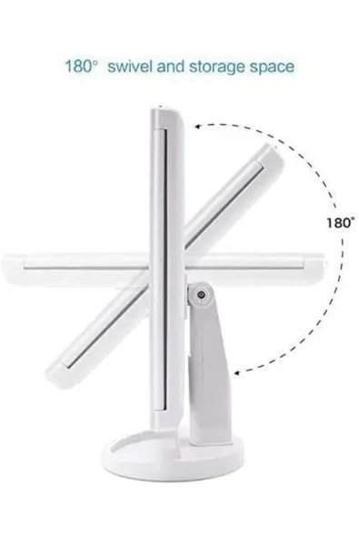 ASFAL Büyüteçli 22 Led Işıklı Katlanabilir Açısı Ayarlanabilir Masaüstü Pilli Dokunmatik Makyaj Aynası - 7