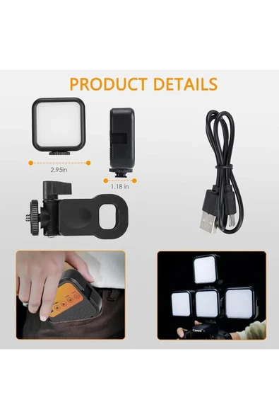 ASFAL Telefon ve Laptop Uyumlu Selfie Işığı 3 Renkli  Vlog, Canlı Yayın ve Video İçin Mini Led Işık - Resim 3