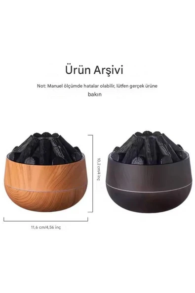 ASFAL Ultrasonik 300ML Hava Nemlendirici Buhar Makinesi Aroma Difüzör Şömine Görünümlü - 5