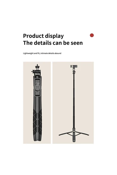 ASFAL Uzaktan Kumandalı 156 Cm Alüminyum Tripod Ve Selfie Çubuğu Telefon, Kamera, Işık Ve Gopro Uyumlu - 7