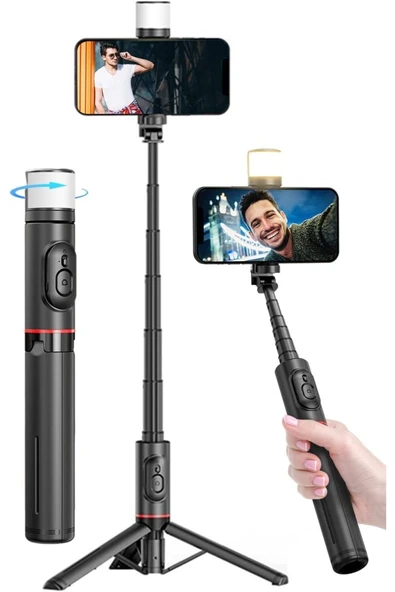 ASFAL Taşınabilir, 3 Renk Işıklı Uzaktan Kumandalı 76 Cm Tripod, Özçekim Ve Selfie Çubuğu