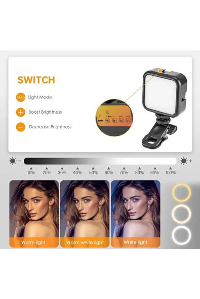 ASFAL Telefon ve Laptop Uyumlu Selfie Işığı 3 Renkli  Vlog, Canlı Yayın ve Video İçin Mini Led Işık - Resim 4