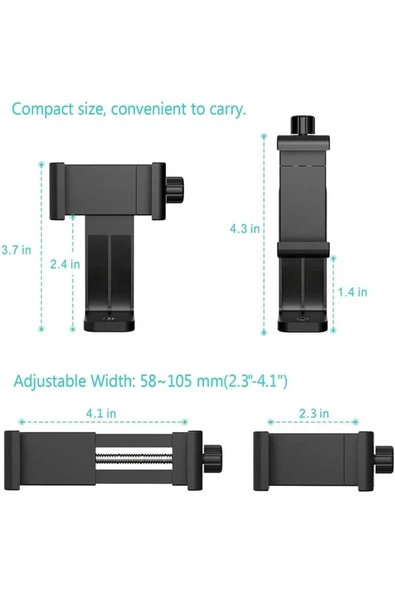ASFAL Tripod ve Monopod İçin Telefon Bağlantı Aparatı Cep Telefonu Klipsi Tutucu Yatay ve Dikey Kullanılır - 7