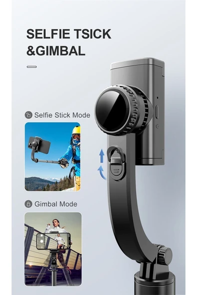 ASFAL 70 Cm Bluetooth Kumandalı Gimbal, Telefon Sabitleyici Selfie Çubuğu, Katlanabilir Taşınabilir Tripod - Resim 5