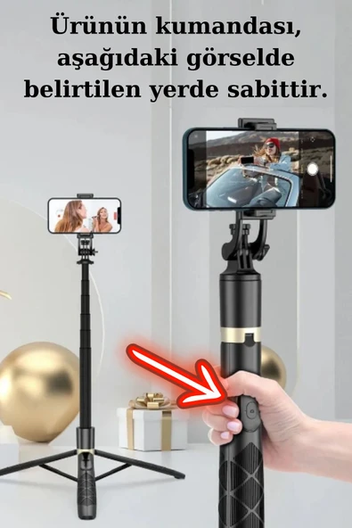ASFAL Uzaktan Kumandalı 156 Cm Alüminyum Tripod Ve Selfie Çubuğu Telefon, Kamera, Işık Ve Gopro Uyumlu - 2