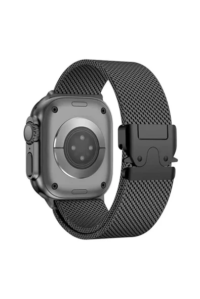 ASFAL Apple Watch 3/4/5/6/7/8/9/10/se/ultra/ultra2 44mm/45mm/46mm/49mm Uyumlu Milano Metal Hasır Kordon - Resim 3