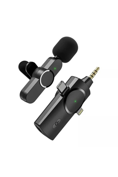 ASFAL 3 in 1 Iphone Type c Aux Kablosuz Yaka Mikrofonu, Canlı Yayın, Tiktok Wireless Yaka Mikrofonu - 3