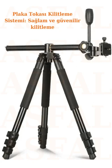 ASFAL 190cm Alüminyum Tam Profesyonel Yatak Dikey Panaromik Başlık Tripod Kamera Cep Telefonuna Uygun - 3