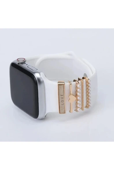 ASFAL Apple Watch Serisi Uyumlu Harfli Akıllı Saat Kordon Süsü Tüm Seriye Uyumlu Tasarım Charm Aksesuar - Resim 3