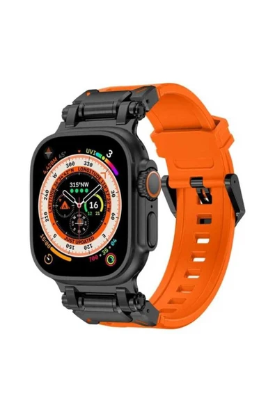 ASFAL Metal Başlıklı Apple Watch Uyumlu 42mm 44mm 45mm 49mm 1/2/3/4/5/6/se/7/8/9 Ultra 2 Uyumlu Şık Kordon