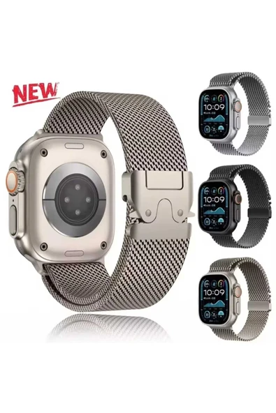 ASFAL Apple Watch 3/4/5/6/7/8/9/10/se/ultra/ultra2 44mm/45mm/46mm/49mm Uyumlu Milano Metal Hasır Kordon ürün görseli 1