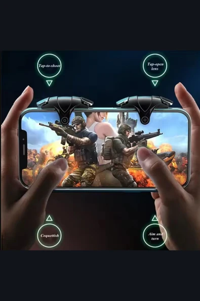 ASFAL Mouse Hissi Veren Pubg Tetik Klik Sesli Düğme Tüm Telefonlara Uyumlu Parmak Eldiven Hediyeli - 3