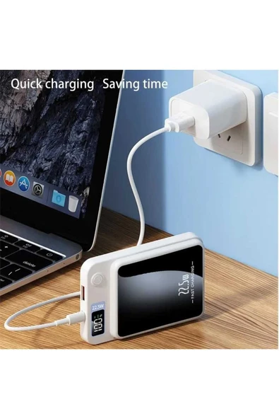 ASFAL Hızlı Şarj Destekli Dijital, Kablosuz Şarjlı 10000 mAh, 22.5W Manyetik Powerbank Magsafe Şarj Cihazı - Resim 4