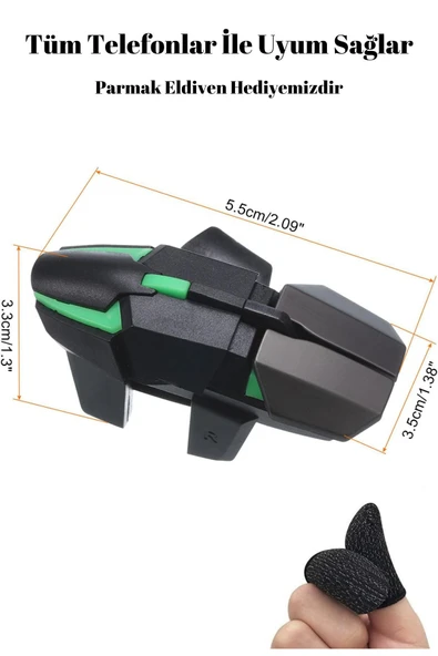 ASFAL 6 Parmak Tetik Aksamı Pubg Gecikmesiz Metal Düğme Mobil Oyunlar İçin Parmak Eldiven Hediyeli - Resim 2