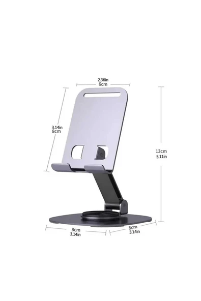 ASFAL 360° Dönen Metal Masaüstü Tablet ve Telefon Standı Mor, Açılı, Katlanabilir Telefon ve Tablet Tutucu - 7