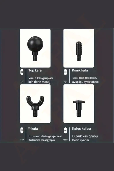 ASFAL 3in1 Masaj Aleti Titreşim Kayışı 4 başlıklı 12 Modlu Uzun Tasarım 3200Rpm LDC Ekran Multifunction - 8