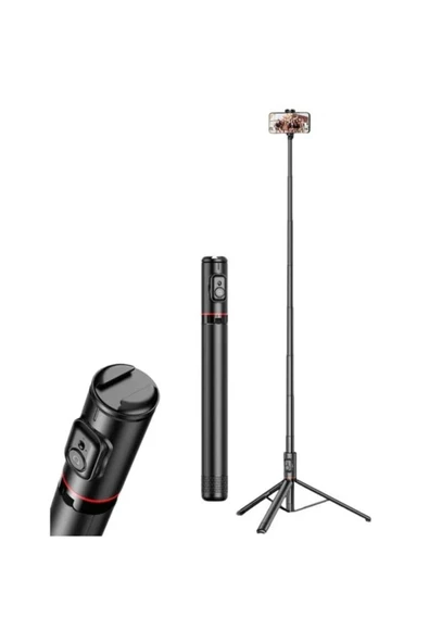 ASFAL 183 cm Bluetooth Kumandalı Katlanabilir Selfie Çubuğu Alüminyum Taşınabilir  Sağlam Tripod - 7
