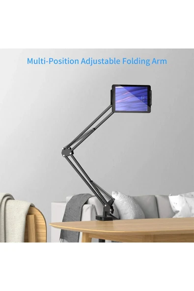 ASFAL 12.9 inç Uyumlu 360 Derece Dönebilen Ayarlanabilir Metal Masaüstü Telefon ve Tablet Standı - 5