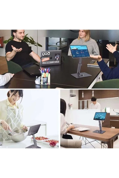 ASFAL Alüminyum, Açı ve Yükseklik Ayarlı 360° Dönen Masaüstü Telefon Laptop, Macbook İpad ve Tablet Standı - 8