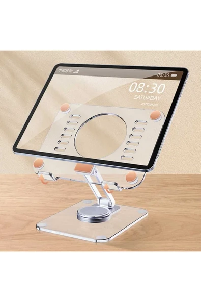 ASFAL Şeffaf Yüksekliği Ayarlanabilir 360° Dönebilen Masaüstü Tablet standı, Tablet Tutucu Telefon Tutucu - 4