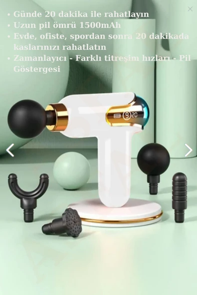 ASFAL Taşınabilir Şarjlı Masaj Aleti Beyaz 4 Başlıklı 1500mAh Batarya 45db Ses Seviyesi Farklı Titreşimler - 2