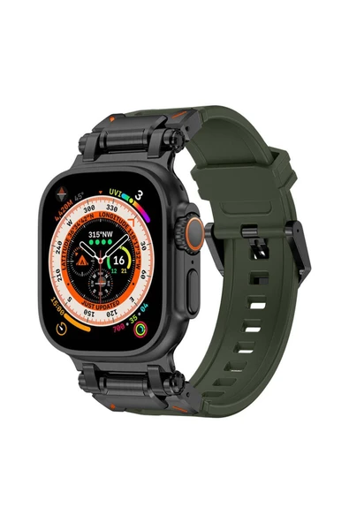 ASFAL Metal Başlıklı Silikon Kordon, Apple Watch Uyumlu Kordon 42mm 44mm 45mm 49mm Uyumlu Kordon ürün görseli 1