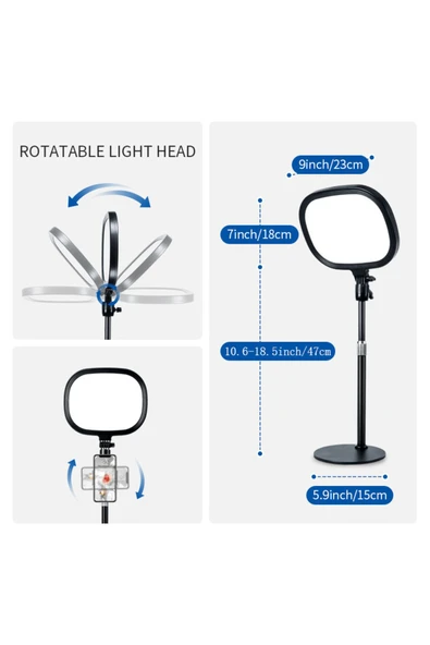 ASFAL 1455 Lux, Telefon Tutuculu Tripod, Masaüstü Açısı Ayarlanabilir Metal, Canlı Yayın ve Stüdyo Işığı - Resim 3