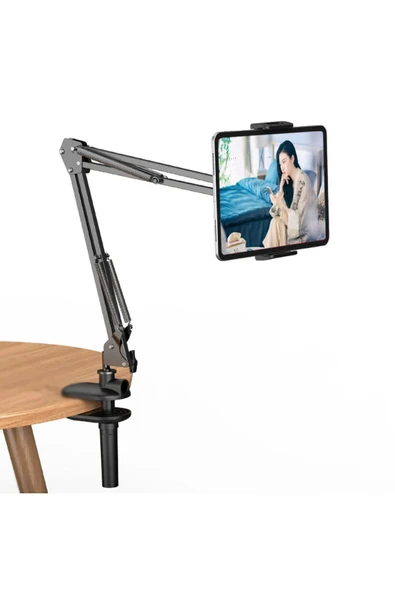 ASFAL 12.9 inç Uyumlu 360 Derece Dönebilen Ayarlanabilir Metal Masaüstü Telefon ve Tablet Standı